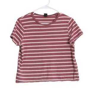 Wild Fable Crop Top Pullover Belly Shirt Womens Medium Pink Striped Short Sleeve